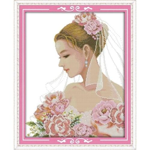 Beautiful Bride Portrait Needlework,Cross stitch,Sets Embroidery kits,Printed Patterns Counted Cross-Stitching,DIY Handmade