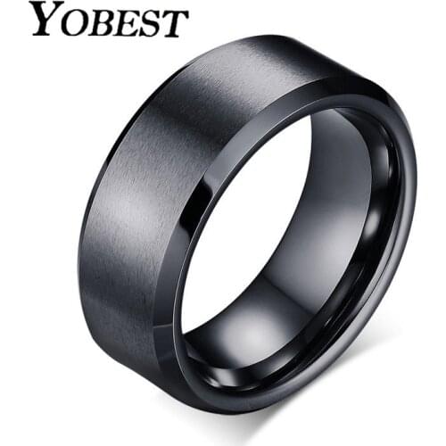 Yobest 2020 New Fashion Charm Jewelry ring men stainless steel Gold/Black Rings For Women