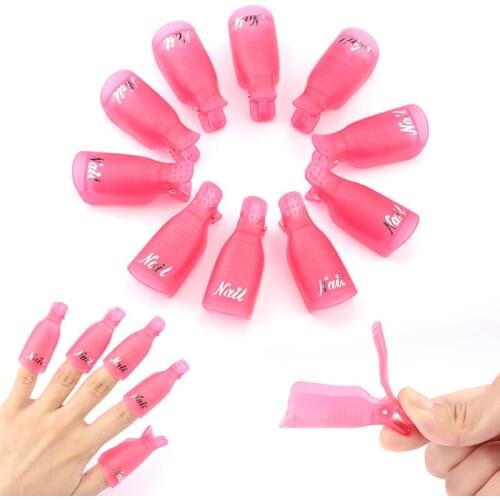 10pcs Plastic Nail Art Soak Off Cap Clips UV Gel Polish Remover Wrap Tool Fluid for Removal of Varnish Manicure Tools Nail Clip