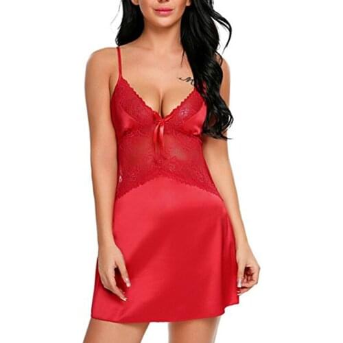 Plus Size S-XXL New Fashion Lady Romantic Silk Lingerie Sexy Lace Summer Erotic Temptation Sling Sleepwear Slips 4 Color