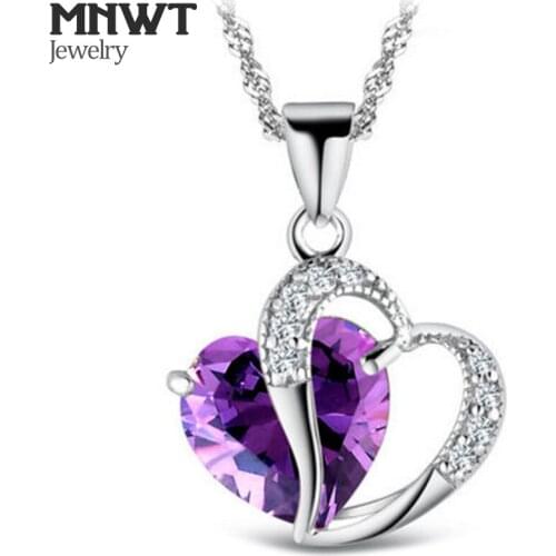 MNWT Women/Girl Necklace Heart-shaped Zircon Crystal Necklace Fine Trendy Romantic Small Pendant Necklace Gift Jewelry