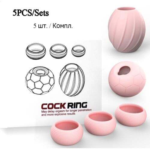 5PCS/Set Reusable Foreskin Correction Ring Male Chastity Device Delay Ejaculation Penis Rings Cock Rings Sex Toys for Men