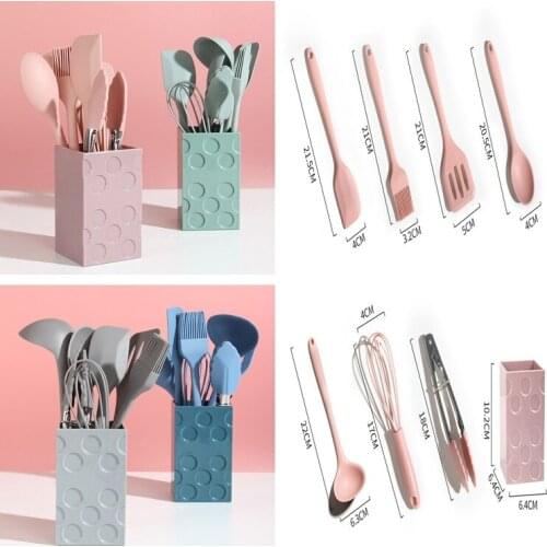 Non-Stick Silicone Kitchen Utensils Simple Mini Food Cooking Frying Pan Spatula Colander 8 Pcs Northern Europe Kitchen Tool Set