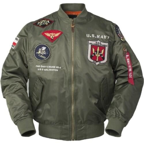 Spring Autumn Top Gun Us Navy MA1 Letterman Varsity Baseball Pilot Air Force Flight College Tactical Military Army Streetwear