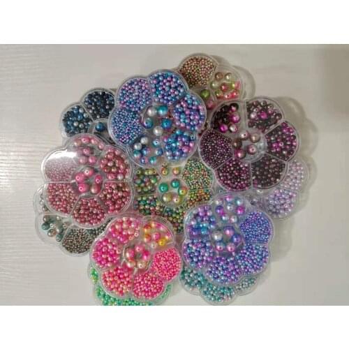 Multi Option 3-12mm Round Imitation Rainbow Color Plastic Straight holeplastic pearl beads for needlework & Jewelry Making