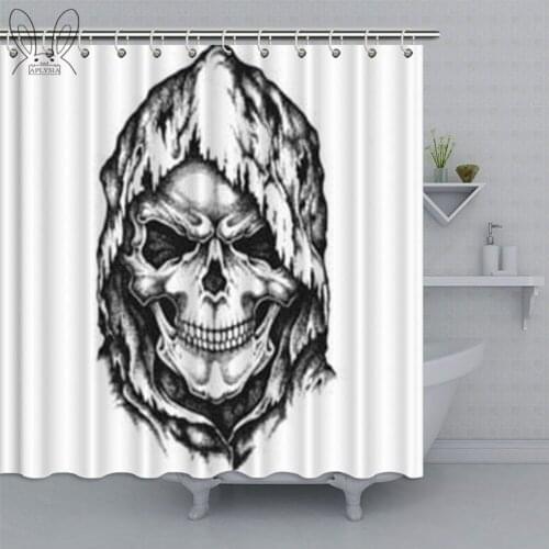 Black And White Bathroom Curtains Grateful Dead Skull Logo Waterproof Polyester Fabric Bath Shower Curtains Vintage Home Decor