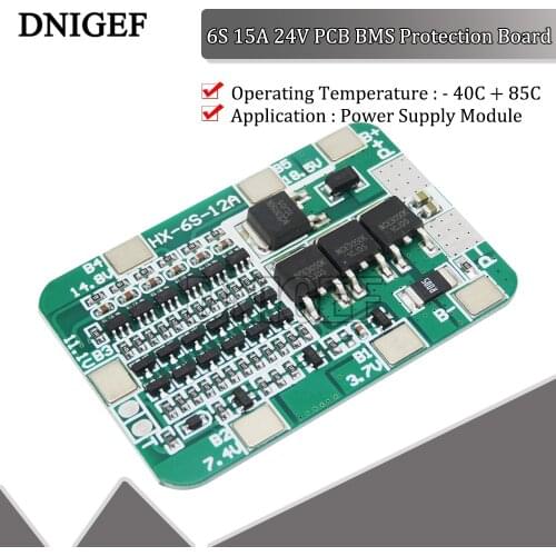 DNIGEF 6S 15A 24V PCB BMS Protection Board Lithium Battery for 6 Pack 18650 Cell Module DIY Kit