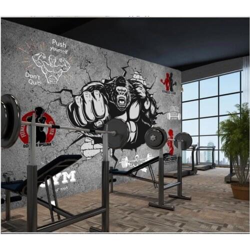 Custom wallpapers for walls 3 d murals wallpaper Modern gym mural bodybuilding gorilla break the wall gym background wall decor