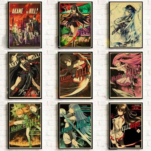 Hot Japanese Anime Akame Ga Kill Poster Vintage Wall Picture for Home Room Wall Decor Retro Art Painting