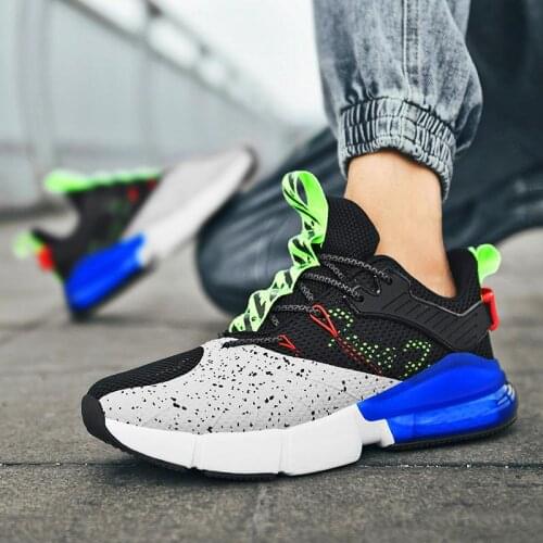 Large Size Summer Air Cushion Men Running Shoes Man Sport Shoes Man Sneakers Male Sports Shoes for Men Black Blue Gray GME-0313