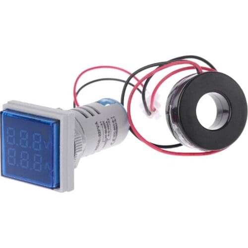 Square LED Digital Dual Display Voltmeter & Ammeter Voltage Gauge Current Meter AC 60-500V 0-100A 270E