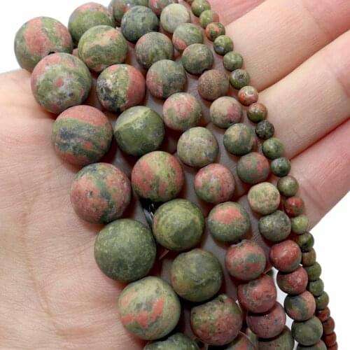 Dull Polish Natural Unakite Stone Round Loose Spacer Beads For Jewelry Making DIY Bracelet Necklace Material 4/6/8/10/12mm