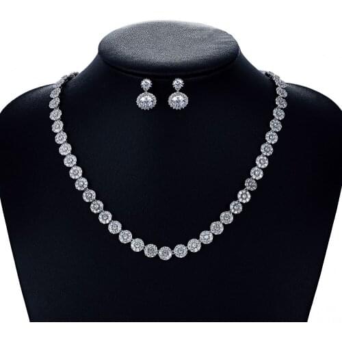 Fashion Bridal Wedding Necklace Earring Set Jewelry Sets for Women Accessories Crystal CZ Cubic Zirconia CN10066