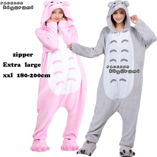 Men Zipper Extra Large180-200cm Unisex Christmas CosplayTotoro Pajama Animal Girl Onesie Cartoon Raccoon Kigurumi Boy