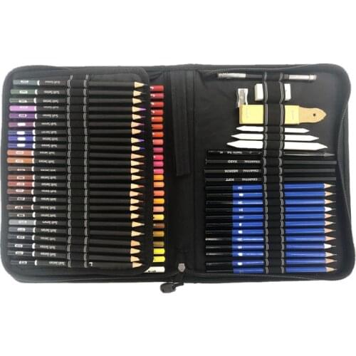 95PCS Oil Colored Pencils Set Sketch Soft Core Professional Art Supplies for Adults Artist Drawing Coloring with Carrying Case