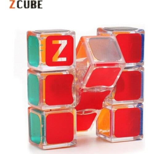 Newest ZCUBE 133 Magic Cube 1x3x3 Floppy Magic Cube Puzzle Brain Teaser Cubes Toys For Children Kids cubo magico-Transparent Red
