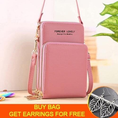 New Cell Phone Crossbody Bags For Women PU Leather Small Handbags Ladies Purses Female Flap Shoulder Bag