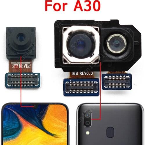 Original Front Rear View Back Camera For Samsung Galaxy A30 A305 Main Frontal Selfie Camera Module Flex Replacement Spare Parts
