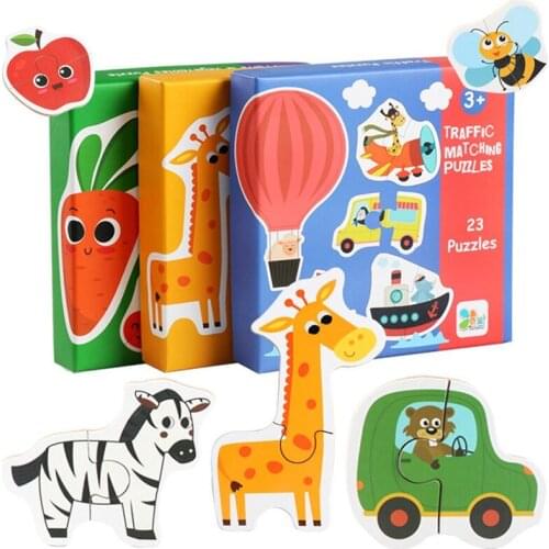 Children Fun Matching Puzzle Animal Transportation Fruits Vegetables Early Learning Toys For Kids Children Educational Toy Gift