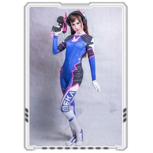 Full Set D.VA Cosplay Costume Gun Headset Armour 3D Print Classic Skin Bodysuit Halloween Cosplay DVA Zentai Kids Adult
