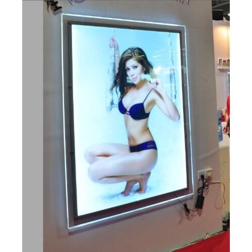 Clear Crystal Poster Frame Screw Wall Mounted Picture Acrylic Frame with LEDs