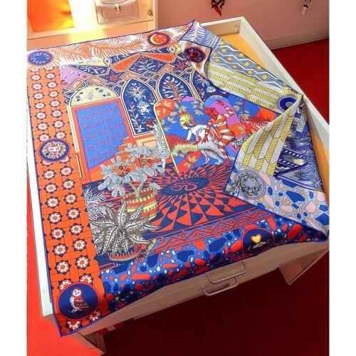 Double-Sided Print 100% Luxury Silk Scarf Shawl Wraps 18MM 35"x35"