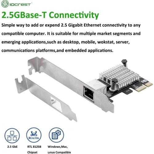 IOCREST NEW 100/1000M/2.5G RJ45 Network adapter RJ45 RTL8125B Chipset PCIe PCI Express Network Lan Card