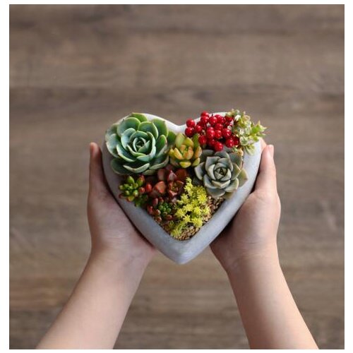 Silicone mold concrete love heart cement multi-meat pots mould vase molds Cement pots mould silica gel concrete pots moulds