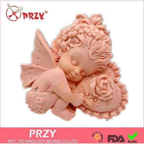 PRZY Silicone Heart Shaped Soap Mold Sleeping Angel Baby mould Silicone Handmade Fondant Mold DIY Mold Cake Decorating Tools