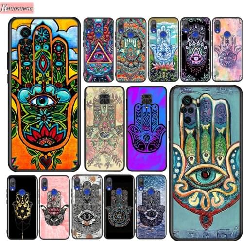 Fatima Hand Hamsa Bling Silicone Cover For Xiaomi Redmi Note 10 10S 9 9S Pro Max 9T 8T 8 7 6 5 Pro 5A Phone Case