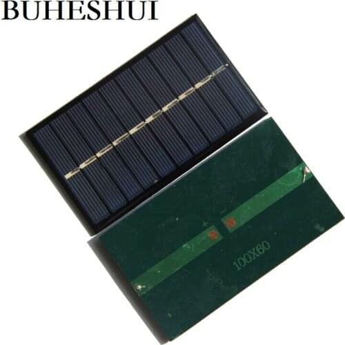 BUHESHUI 5V 150MA Solar Panel Solar Cell DIY Solar Battery Charger For 3.7V 100*60MM Epoxy Polycrystalline Wholesale 500pcs