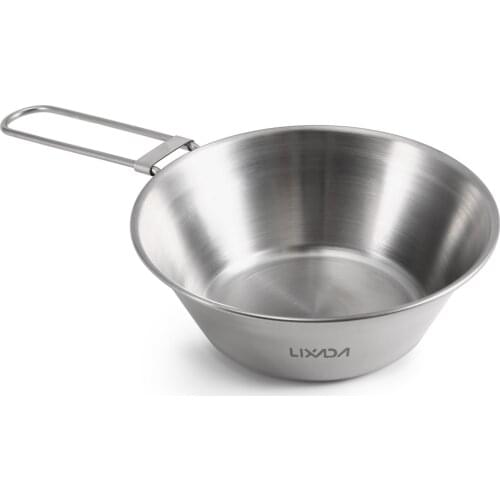 Lixada Titanium Bowl with Foldable Handle for Outdoor Camping Hiking Backpacking Picnic Outdoor Bowls