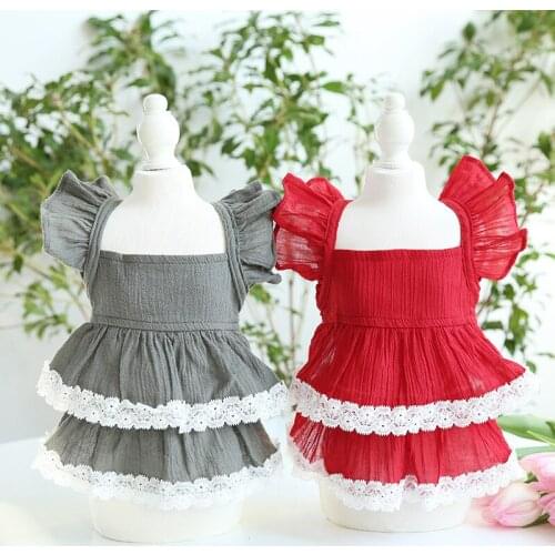 Thin Dog Dress Cat Skirt Summer Pet Dog Clothes Lace Dresses Yorkshire Maltese Pomeranian Poodle Bichon Costumes Pet Apparel XS