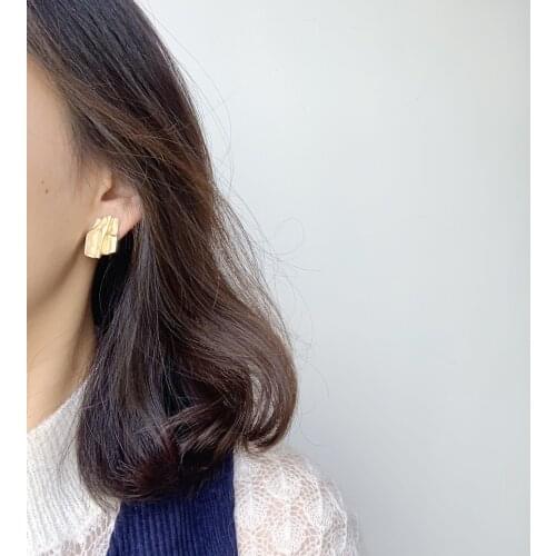 Vintage Geometric Metal Earrings for Women Punk Matte Gold Earring Femme Brincos Gothic Jewelry Hyperbole Goth Earring