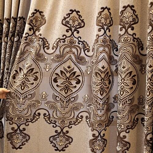 High-end European-style Curtains with Velvet Jacquard Curtains for Living Dining Room Bedroom