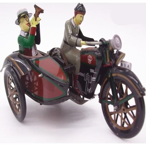 [Funny] Adult Collection Retro Wind up toy Metal Tin man Ride a tricycle Mechanical toy Clockwork toy figures model kids gift