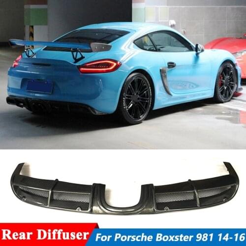 Carbon Fiber Material Back Rear Bumper Lip Diffuser For Porsche Cayman Boxster 981 Tuning 2014-2016