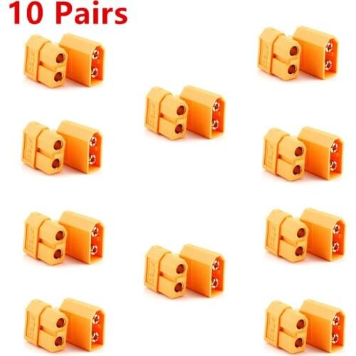 10 Pairs XT60 Yellow Battery Connector Set Male Female Gold Plated Banana Plug For RC Lipo Battery