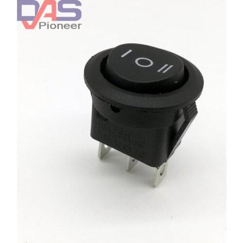 10PCS 3 Position 3 Pins Mini Oval Rocker Switch Black ON-OFF-ON AC 6A 250V 10A 125V