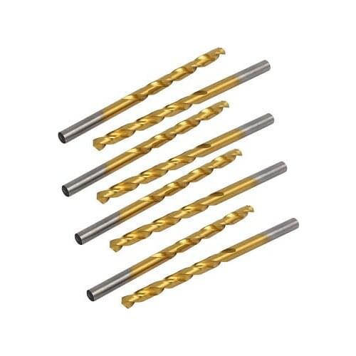 10pcs 4.9mm Drilling Dia Titanium Plated Double Flutes Twist Drill Bit