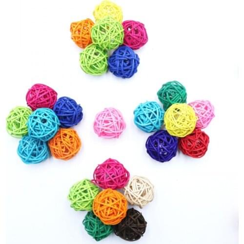 10PCS 4CM Halloween Decoration Rattan Ball DIY Ornaments Sepak Takraw Home Ornament Christmas/Birthday Wedding Party Decoration