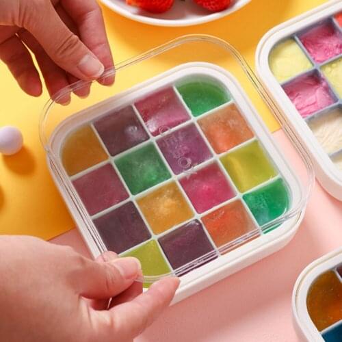 16 Ice Girds Silicone Ice Cube Maker Trays with Lids for Freezer Icecream Cold Drinks Whiskey Cocktails Kitchen Tools Accessory