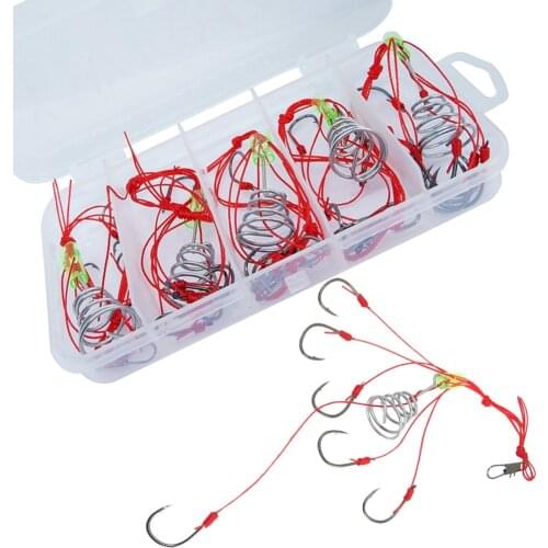 5pcs/box Explosion Hooks Fishing Kit Bait Spring Hook Carbon Steel Fishhook Bait Holder for Feeder Carp Fishing