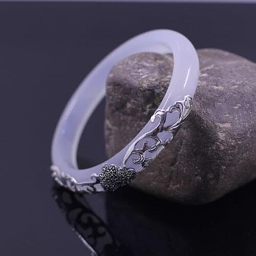 925 sterling silver jewelry ladies bracelet luxury chalcedony bracelet