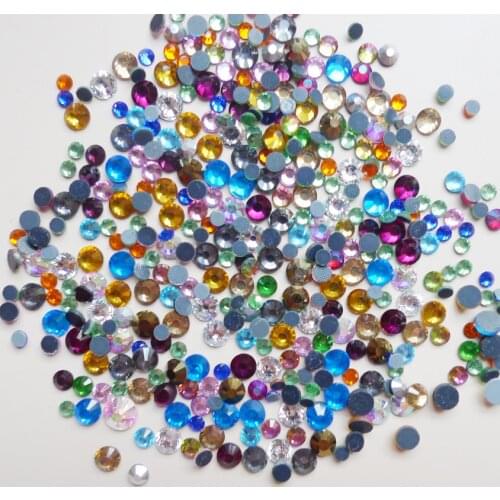 AAAA Mixed Colors 288pcs DMC HotFix Flat Back iron on Rhinestones SS6 (1.9mm-2.0mm) glass crystals fornail garment decoration