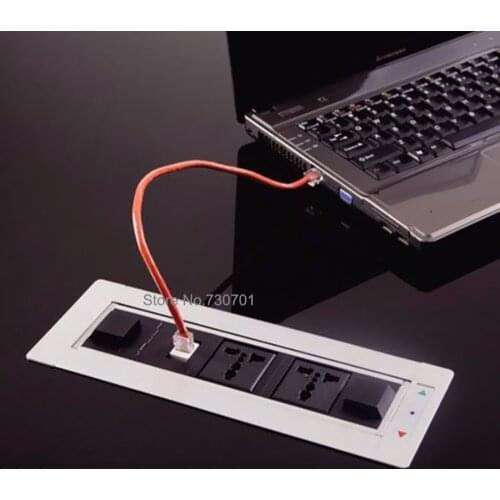 Automatic Multifunctional Audio Office Socket With HDMI /VGA /RCA /DATA Connector Desk Plug table Extendable outlet aquare