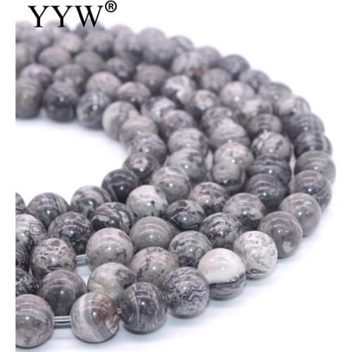 Natural Stone Dull Polish Map Stone Beads Round Loose Beads 4mm 6mm 8mm 10mm 12mm For DIY Necklace Bracelet Jewelry Making