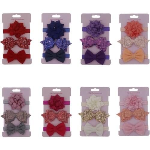 3 Pcs/Set Children Kids Hair Rope Cartoon Cute Lotus Bow Girls Ponytail Elastic Band Jewelry Gifts