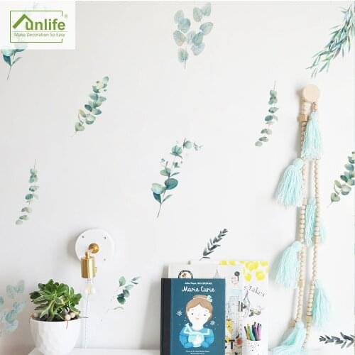 Funlife® Green Leaves Wall Sticker Plant Wall Decals Wallpaper Home Decor Waterproof Livng Room Decoration Self-Adhesive Bedroom