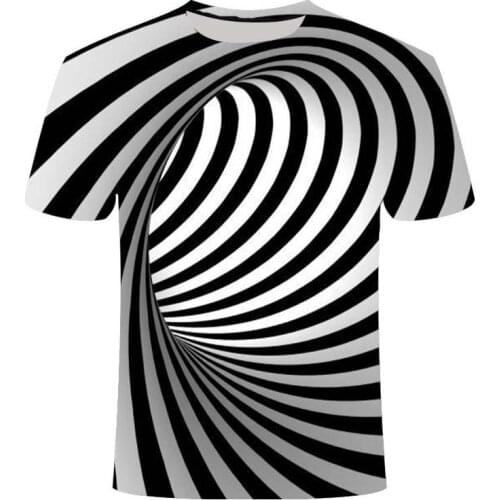 Summer Popular 3D Geometric Modeling T Shirt Creative Character Men T-shirt dense vision short sleeves